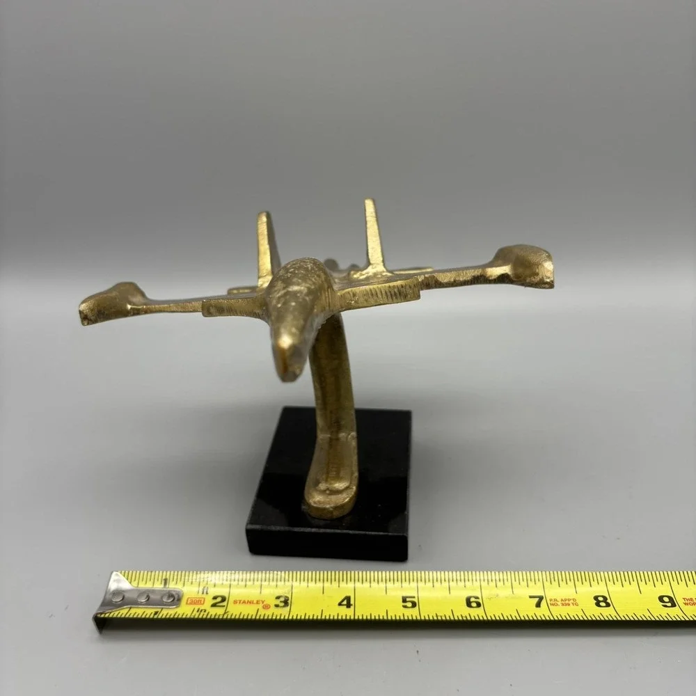 Brass Colored Metal Military Air ForceSU-30 MKI Fighter Jet On Black Marble base